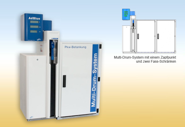 
            Speziell für geeichte Abgabe aus Fässern. Einsatzmöglichkeiten:<br><br>
* Eichfähige und nicht eichfähige Systeme<br>
* Beidseitige Abgabe möglich<br>
* Ein oder zwei Fass-Schränke<br>
* Ein oder zwei Zapfpunkte je Seite<br><br>
Für folgende Medien:<br>
* AUS 32 (AdBlue®)<br>
* Schmieröl oder<br>
* Frostschutz<br><br>
Die Vorteile der MDS-Baureihe auf einen Blick:<br>
* Eröffnet neue Geschäftsmöglichkeiten<br>
* Bewährte Technik<br>
* Sehr einfach und schnell zu installieren<br>
* Minimaler Platzbedarf<br>
* Isoliertes und beheiztes System<br>
* Sehr gutes Preis-/Leistungsverhältnis
            